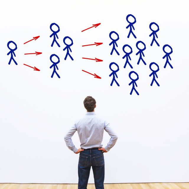 Viral content marketing, influencer concept.